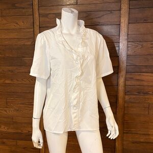 Source Unknown Cream Victorian-Style Ruffle Blouse